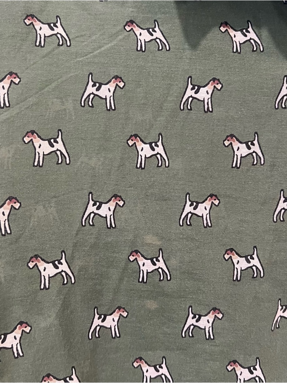 J.Crew Green Airedale Terrier Dog Half Button Down Shirt Size 14 sill blend - Picture 4 of 9